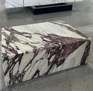 Độc đáo đá cẩm thạch tự nhiên calacatta Viola bàn đá cẩm thạch cho phòng khách trang trí plinth thấp Bàn cà phê đá cẩm thạch khối Bàn cà phê - Product Image 2