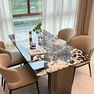 Vàng cơ sở bằng đá cẩm thạch trắng bàn ăn và Ghế bộ - Product Image 1