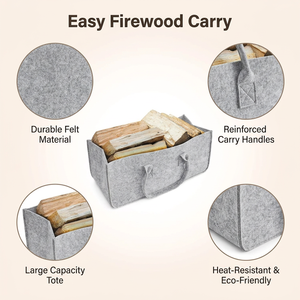 Custom Size Logo Premium Eco-friendly <strong>Large</strong> Foldable Heavy Duty Minimalist Indoor <strong>Log</strong> Carrier Felt Organizer Bag Firewood <strong>Basket</strong> - Product Image 2