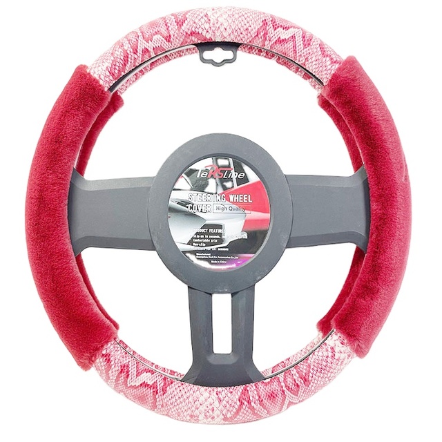 2025 Winter New Style Hot Selling Plush 15 Inch Universal Steering Wheel Cover with Snake Pattern for Car Protection