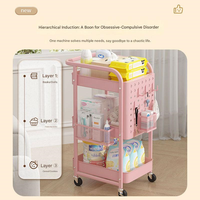 Vente flash : Chariot utilitaire à roulettes en métal à 3 niveaux pour la cuisine, petit chariot mobile, chariot de rangement à 3 tiroirs