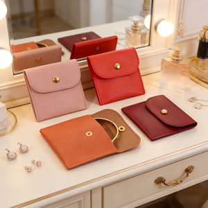 Custom PU Leather Jewelry Storage Pouch Luxury Portable Travel Organizer Bag <b>Small</b> Envelope Style Dust Proof Case Accessories - Product Image 3
