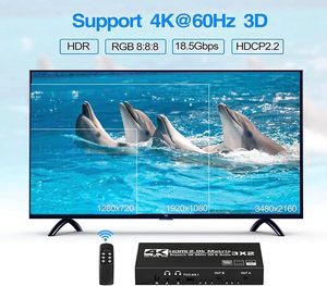 Matrice Switch HDMI 2.0b 3x2 4K60Hz 18.2Gbps HDCP2.2, 3 Ingressi 2 Uscite con Estrattore Audio SPDIF 3.5mm, Telecomando IR e Accessori Completi - Product Image 5