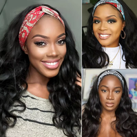 Perruque Bandeau Cheveux Naturels Vietnamiens Ondulés Remy Vierge Non Traités Longs Sans Colle Vente en Gros pour Femmes Noires