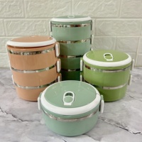 Edelstahl Bento Lunchbox Niedlicher Thermobehälter Zweistöckig 3,1-4L Fassungsvermögen Vier Fächer Tragbar Luftdicht Verschließbar