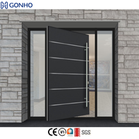 Porte d'entrée extérieure moderne en verre et alliage d'aluminium avec ressort au sol, design double entrée de luxe pour résidence à Foshan
