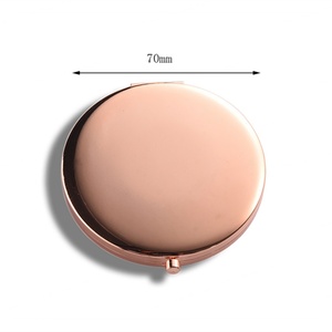 Wholesale Factory Promotional Metal PU Custom Logo Pocket <b>Compact</b> Rose Gold <b>Mirrors</b> - Product Image 5