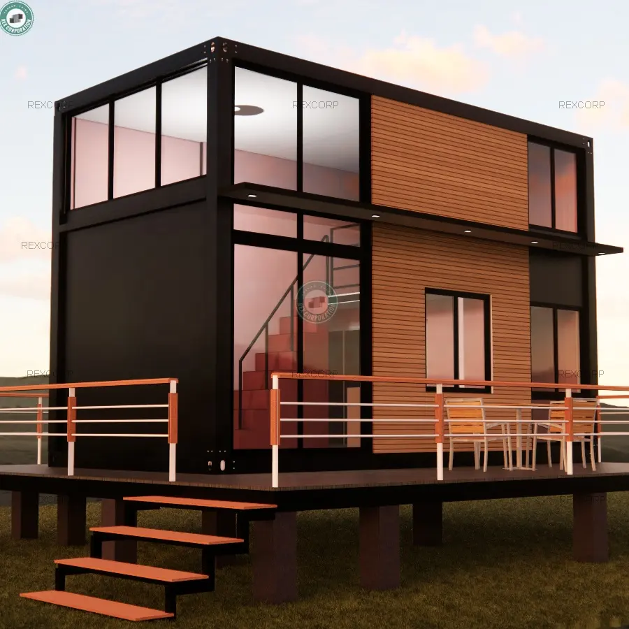 4m High Modular Container Tiny Loft Chalet 2 Bedroom 1 Bath with Small Pantry Loft Hotel for Rent in Malaysia