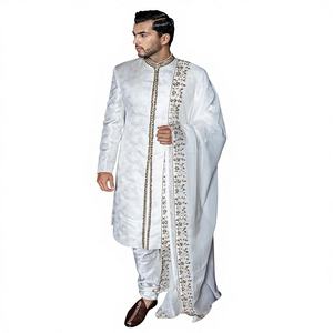Hermoso Conjunto de Sherwani con Bordado Zari para Hombre, Incluye Pantalón y Estola para Bodas - Product Image 3