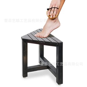 Tabouret de salle de bain en bois Yilin noir, taille personnalisable, siège de douche, repose-pieds, banc de rasage - Product Image 2