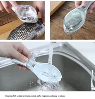 Grattoir à écailles de poisson très vendu, en plastique, outil manuel de cuisine ménager avec couvercle, compatible lave-vaisselle