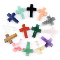 Pendentif Croix en Poudre de Pierre Naturelle et Cristal, Trou Horizontal, Collier de Pâques, Composant de Bijoux DIY, Pierre Gemme de Guérison, Vente en Gros