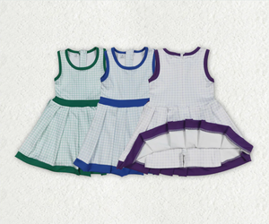 Robes courtes sans manches à volants pour bébés filles, 3 couleurs, style plaid, longueur genou, pour yoga - Product Image 1