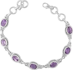 Elegante pulsera de plata esterlina 925 hecha a mano con bisel de amatista púrpura pulseras de joyería de plata fina 925 al mejor precio - Product Image 1