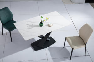 Ensemble de meubles de salon confortables en cuir synthétique chaises chaise de salle à manger rembourrée minimaliste au design moderne - Product Image 5