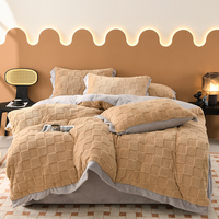 Ensemble de literie luxueux et confortable en velours de lait Taffia, 4 pièces, ensemble de literie moelleux et épais, drap de lit double, housse de couette, taie d'oreiller pour l'hiver, taille king