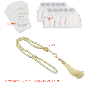 YASEEN - Rosario Musulmán de Perlas de Imitación de 6 mm, Estilo Étnico, 99 Perlas Lisas, Misbaha Islámica, Regalo para Ramadán y Eid - Product Image 1