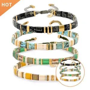 Lancui Fashion Trendy Bileklik Handgemachter Schmuck Mehrfarbige Emaille Miyuki Tila Fliesen Perlen verstellbares Armband