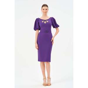 Veste décontractée chic pour femme DANS, couleur violette, manches longues, col rond, motif uni, épaisseur standard, toutes saisons, modèle 1560 - Product Image 3