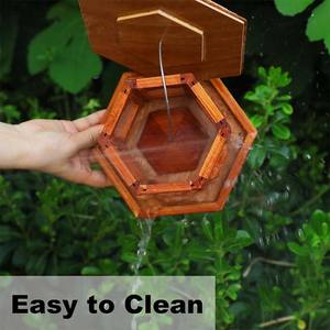 Houten Vogelvoeder Geschikt Voor Buitentuindecoratie Zeshoekig Dak Grote Capaciteit Duurzaam - Product Image 6