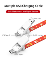 Cordon en polyester de haute qualité, écologique, résistant à l'eau, à motif personnalisé, avec câble de charge USB 6 en 1 60W et porte-cartes d'identité multi-USB