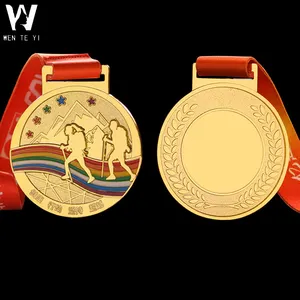 Medalhas de metal estilo moderno com fita de pescoço, medalhas criativas para esportes