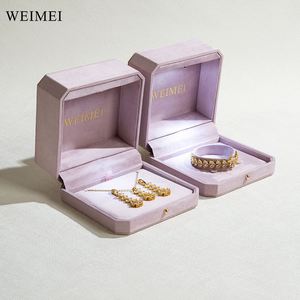 Caja de anillo de boda púrpura WEIMEI caja de regalo con logotipo personalizable de microfibra con luz LED - Product Image 5