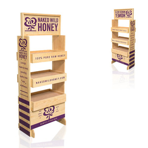 <strong>Customizable</strong> Store Wooden Honey Display Rack with Floor Stands and <strong>Shelf</strong> <strong>Unit</strong> - Product Image 3