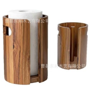 Wooden Tissue Holder Circular Rotatable Desktop Storage For <b>Kitchen</b> Roll <b>Paper</b> Multipurpose - Product Image 1