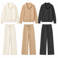 Vente en gros de vêtements pour femmes, ensemble deux pièces en tricot à boutons d'hiver personnalisé ODM, vêtements pour femmes, hauts pour femmes, vêtements de créateurs