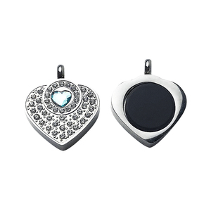 Collar de Salud Bioenergético Cuántico con Colgante de Cristal Azul en Forma de Corazón, Acero Inoxidable 304, Venta al Por Mayor de Fábrica ECAMAZ - Product Image 1