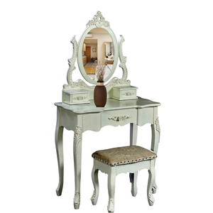 <b>Dressing</b> <b>Table</b> Set French Style <b>Solid</b> <b>Wood</b> Mahogany Vanity Vintage Style Mirror European Makeup Vanity for Bedroom Furniture - Product Image 1