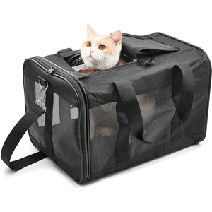 Transportín de viaje para mascotas, bolsa portátil de lado suave para gatos, perros pequeños, gatitos o cachorros, 17 lbs <span class=keywords><strong>Max</strong></span>, plegable, duradero, aprobado por la aerolínea - Product Image 1