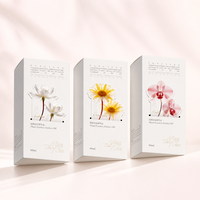 Boîte en carton cosmétique personnalisée, découpe à la presse, motif floral, écriture dorée, marque, soin des plantes, huile, boîte à rabat OEM