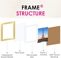 Cadres photo S&L 8x10 en bois d'ingénierie doré, finition polie, lot de 6, pour mur ou table, avec plexiglas HD pour collage mural