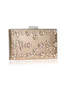 RB71 Wholesale Fashion Designer Women's Evening Banquet <b>Bags</b> Custom Brand Pearl Floral PU Frame Shape Handbag Set - Product Image 5