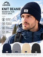Bonnet d'hiver côtelé en tricot pour l'extérieur avec logo tissé, coupe-vent, chaud, revers pliable, pour la randonnée, le ski, les trajets quotidiens, logo personnalisé