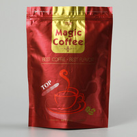 Sachet d'emballage alimentaire personnalisé pour grains de café, imprimé en héliogravure, résistant à l'humidité, avec fermeture éclair, en plastique composite, à fond plat