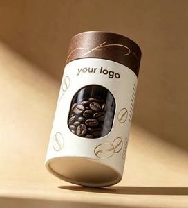 Tube à café en papier kraft écologique avec logo en feuille d'or, boîte cylindrique recyclable pour le stockage des grains de café - Product Image 4