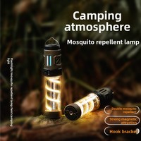 Lampe de camping multifonctionnelle anti-moustiques d'extérieur, rechargeable Type-C, longue autonomie, lumière d'ambiance LED, support triangulaire