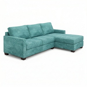 Divano Sezionale Moderno a L <span class=keywords><strong>Modena</strong></span> con Opzioni di Tessuto Personalizzabili, Gambe in Legno Verde Smeraldo Hepburn - Ingrosso - Product Image 5