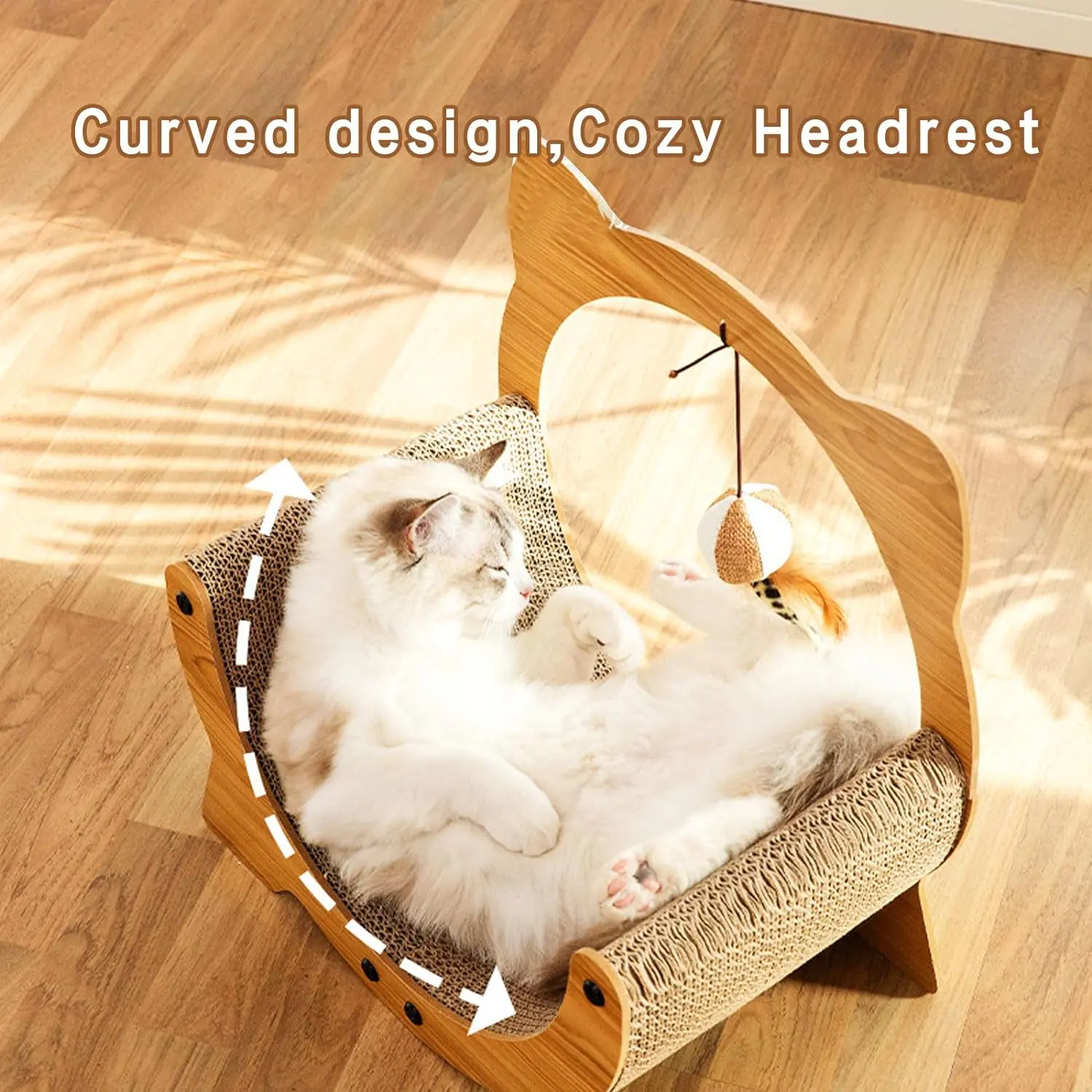 โซฟาลับแมว โซฟาแมว โซฟาลับแมวกระดาษแข็ง เตียงลับแมว โซฟาแมวสําหรับแมวในร่ม (รูปตัว C)