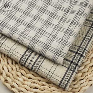 Đen Trắng Căng Seersucker Gingham Sợi Nhuộm Cotton Spandex Bong Bóng Kiểm Tra Vải Cho Phụ Nữ Ăn Mặc Áo Chất Liệu - Product Image 1