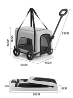 Poussette pliable pour animaux de compagnie JXB Fashion en aluminium à 4 roues, respirante, légère, portable, toutes saisons, pour les voyages et l'usage quotidien