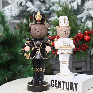 Redeco 2023 New Creative Christmas Table Decorations Cute Resin Bear Holiday Decor Christmas Ornaments Bear Nutcracker Soldier