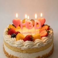 Niedliche 'HBD' & Herz-Geburtstagskerzen-Set aus Paraffinwachs als Kuchendekoration für Mädchen-Geburtstagsfeiern