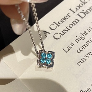 Ánh sáng sang trọng cao cấp Paraiba đôi bốn lá cỏ ba lá hoa vòng cổ có thể tháo rời thiết kế tinh tế thời trang đơn giản cổ điển Rose Gold - Product Image 1