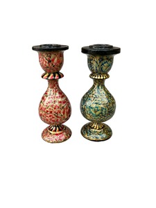 Most Demanded India Papier Mache <b>Candlesticks</b> <b>Holder</b> Kashmiri Art Papier Mache Candle <b>Holder</b> Available for Bulk Quantity - Product Image 5