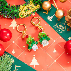Pendientes colgantes con cuentas navideñas, diseño de árbol, muñeco de nieve y lazo, joyería para fiestas EH11069 - Product Image 3
