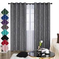 Rideau occultant sur mesure pour projets hôteliers, avec ligne argentée estampée à chaud de haute précision, à œillets, 100% Polyester, Best-seller pour chambre, Vente en gros